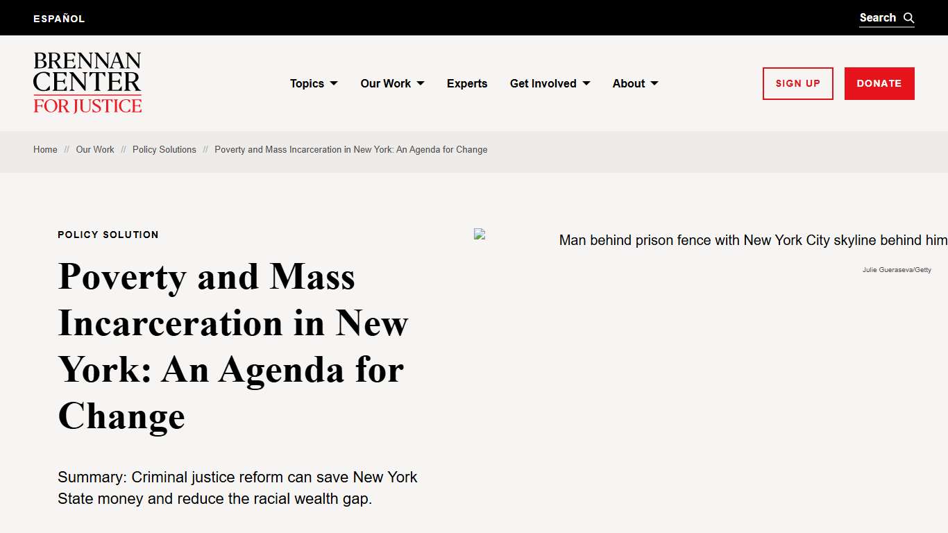 Poverty and Mass Incarceration in New York: An Agenda for Change | Brennan Center for Justice