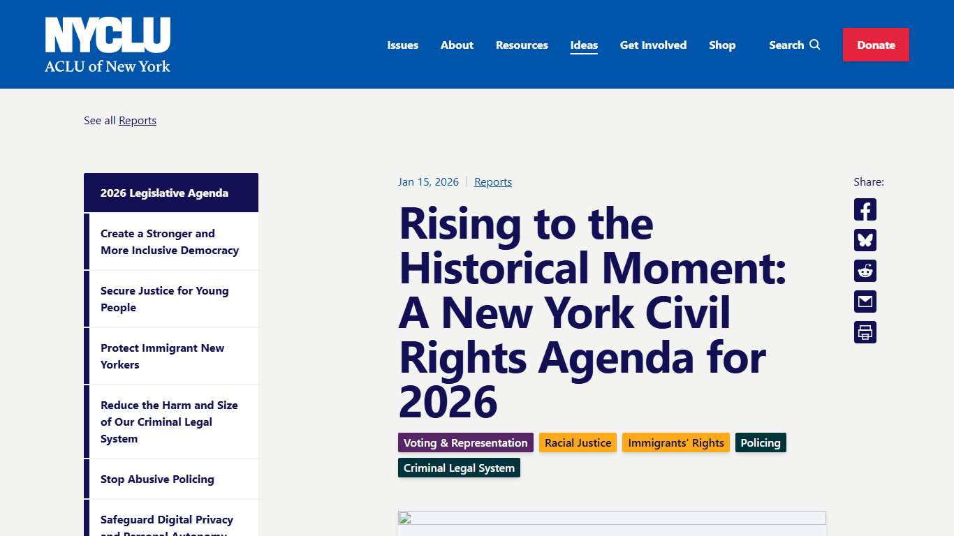 Rising to the Historical Moment: A New York Civil Rights Agenda for 2026  - NYCLU